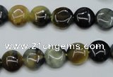 CTE560 15.5 inches 10mm flat round golden & blue tiger eye beads