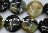 CTE564 15.5 inches 18mm flat round golden & blue tiger eye beads