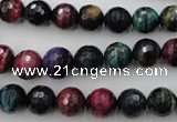 CTE581 15.5 inches 6mm faceted round colorful tiger eye beads