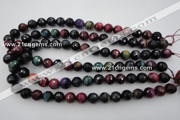 CTE581 15.5 inches 6mm faceted round colorful tiger eye beads