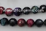 CTE582 15.5 inches 8mm faceted round colorful tiger eye beads