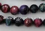 CTE583 15.5 inches 10mm faceted round colorful tiger eye beads