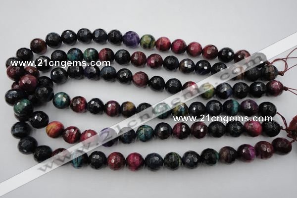 CTE583 15.5 inches 10mm faceted round colorful tiger eye beads