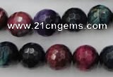 CTE584 15.5 inches 12mm faceted round colorful tiger eye beads