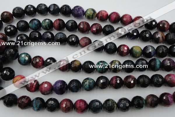 CTE586 15.5 inches 16mm faceted round colorful tiger eye beads