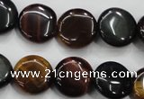 CTE62 15.5 inches 14mm flat round mixed tiger eye gemstone beads