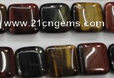 CTE63 15.5 inches 15*15mm square mixed tiger eye gemstone beads