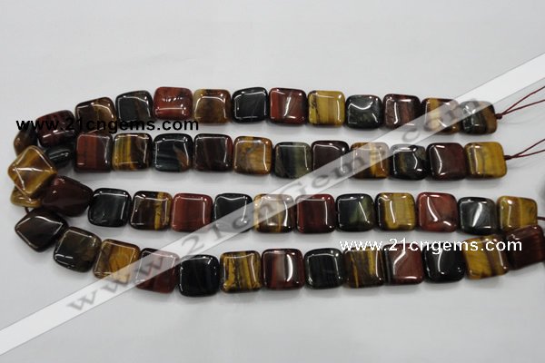 CTE63 15.5 inches 15*15mm square mixed tiger eye gemstone beads