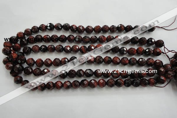 CTE703 15.5 inches 10mm faceted round red tiger eye beads