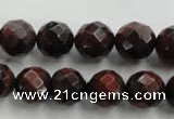 CTE704 15.5 inches 12mm faceted round red tiger eye beads