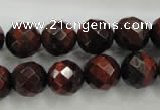 CTE705 15.5 inches 14mm faceted round red tiger eye beads