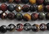 CTE711 15.5 inches 6mm faceted round mixed color tiger eye beads