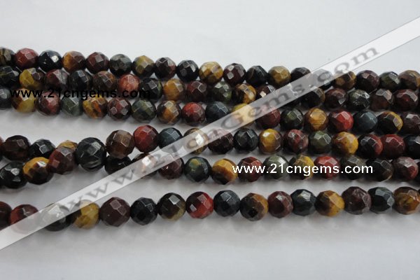 CTE711 15.5 inches 6mm faceted round mixed color tiger eye beads