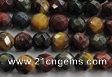 CTE712 15.5 inches 8mm faceted round mixed color tiger eye beads