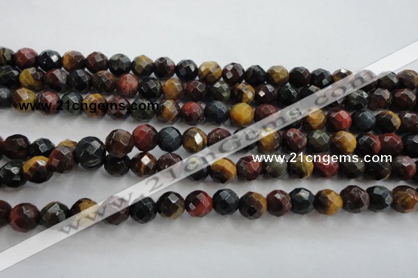 CTE712 15.5 inches 8mm faceted round mixed color tiger eye beads