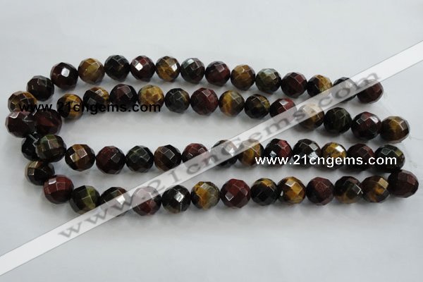 CTE715 15.5 inches 14mm faceted round mixed color tiger eye beads