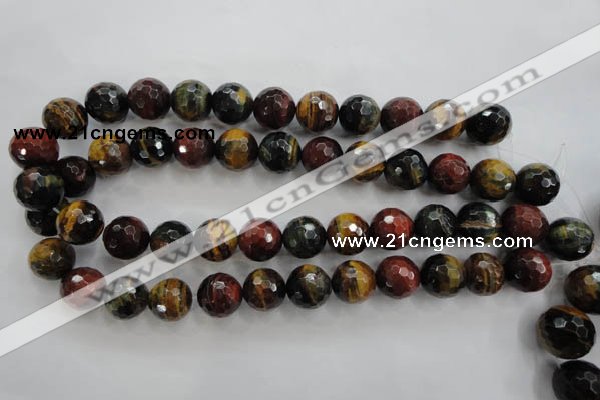 CTE716 15.5 inches 16mm faceted round mixed color tiger eye beads