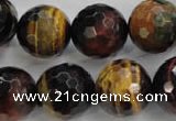 CTE717 15.5 inches 18mm faceted round mixed color tiger eye beads