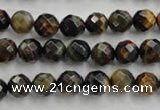 CTE721 15.5 inches 6mm faceted round yellow & blue tiger eye beads