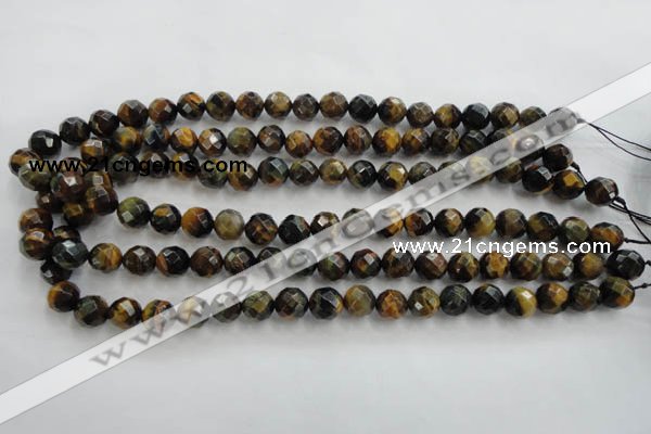 CTE721 15.5 inches 6mm faceted round yellow & blue tiger eye beads