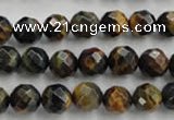 CTE722 15.5 inches 8mm faceted round yellow & blue tiger eye beads