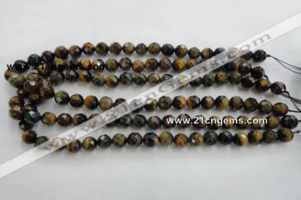 CTE722 15.5 inches 8mm faceted round yellow & blue tiger eye beads