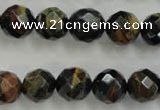 CTE724 15.5 inches 12mm faceted round yellow & blue tiger eye beads