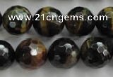 CTE727 15.5 inches 18mm faceted round yellow & blue tiger eye beads