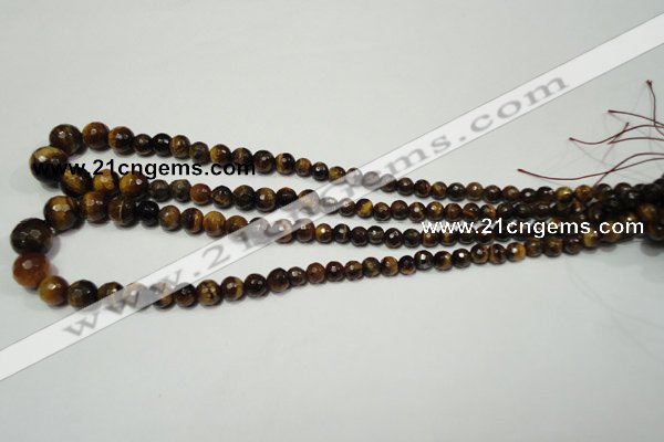 CTE759 15.5 inches 6mm – 14mm faceted round yellow tiger eye beads