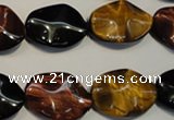 CTE801 15.5 inches 15*20mm wavy oval colorful tiger eye beads