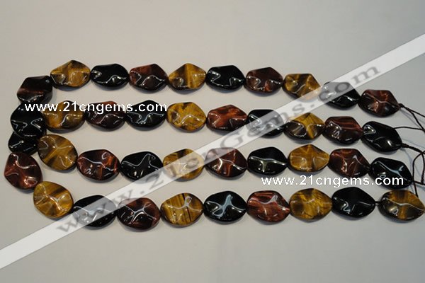 CTE801 15.5 inches 15*20mm wavy oval colorful tiger eye beads