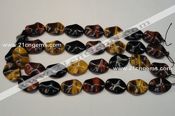 CTE802 15.5 inches 18*25mm wavy oval colorful tiger eye beads