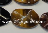 CTE803 15.5 inches 20*30mm wavy oval colorful tiger eye beads