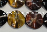 CTE806 15.5 inches 20mm wavy coin colorful tiger eye beads