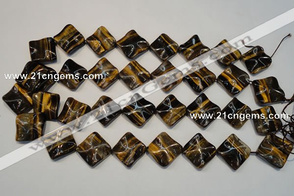 CTE840 15.5 inches 20*20mm wavy diamond yellow tiger eye beads