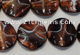 CTE854 15.5 inches 20mm wavy coin red tiger eye beads