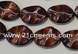 CTE858 15.5 inches 13*18mm wavy oval red tiger eye beads