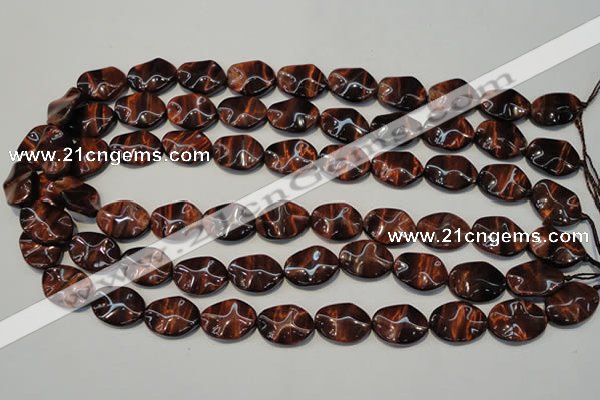 CTE858 15.5 inches 13*18mm wavy oval red tiger eye beads