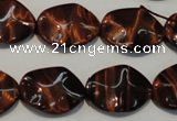 CTE859 15.5 inches 15*20mm wavy oval red tiger eye beads