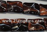 CTE865 15.5 inches 15*20mm wavy rectangle red tiger eye beads