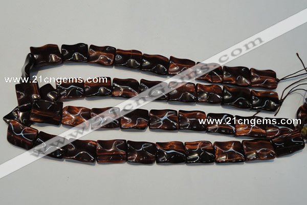 CTE865 15.5 inches 15*20mm wavy rectangle red tiger eye beads