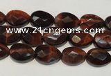 CTE881 15.5 inches 8*12mm faceted flat teardrop red tiger eye beads