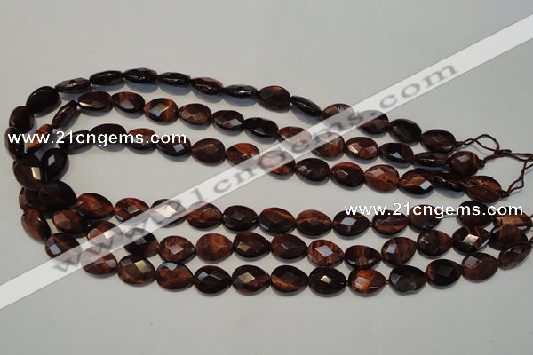 CTE882 15.5 inches 10*14mm faceted flat teardrop red tiger eye beads