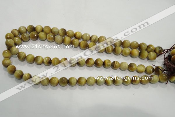 CTE903 15.5 inches 10mm faceted round golden tiger eye beads