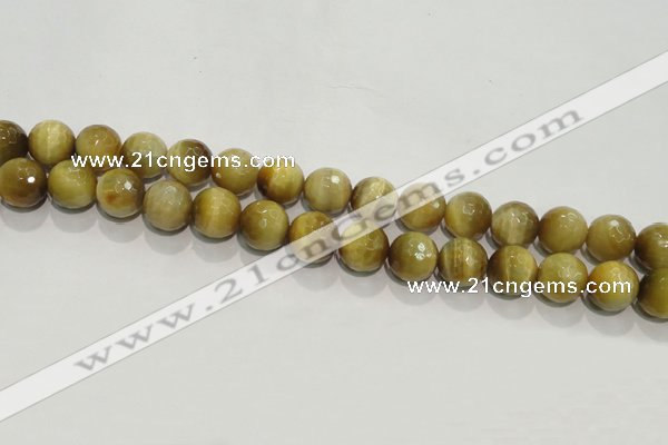 CTE904 15.5 inches 12mm faceted round golden tiger eye beads