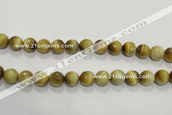 CTE906 15.5 inches 16mm faceted round golden tiger eye beads