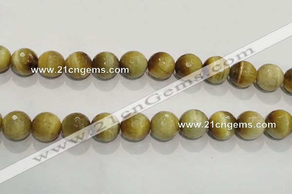 CTE907 15.5 inches 18mm faceted round golden tiger eye beads