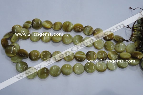 CTE915 15.5 inches 16mm flat round golden tiger eye beads wholesale