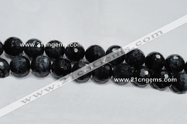 CTE927 15.5 inches 18mm faceted round silver tiger eye beads