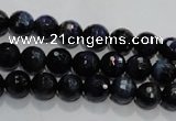 CTE931 15.5 inches 6mm faceted round dyed blue tiger eye beads